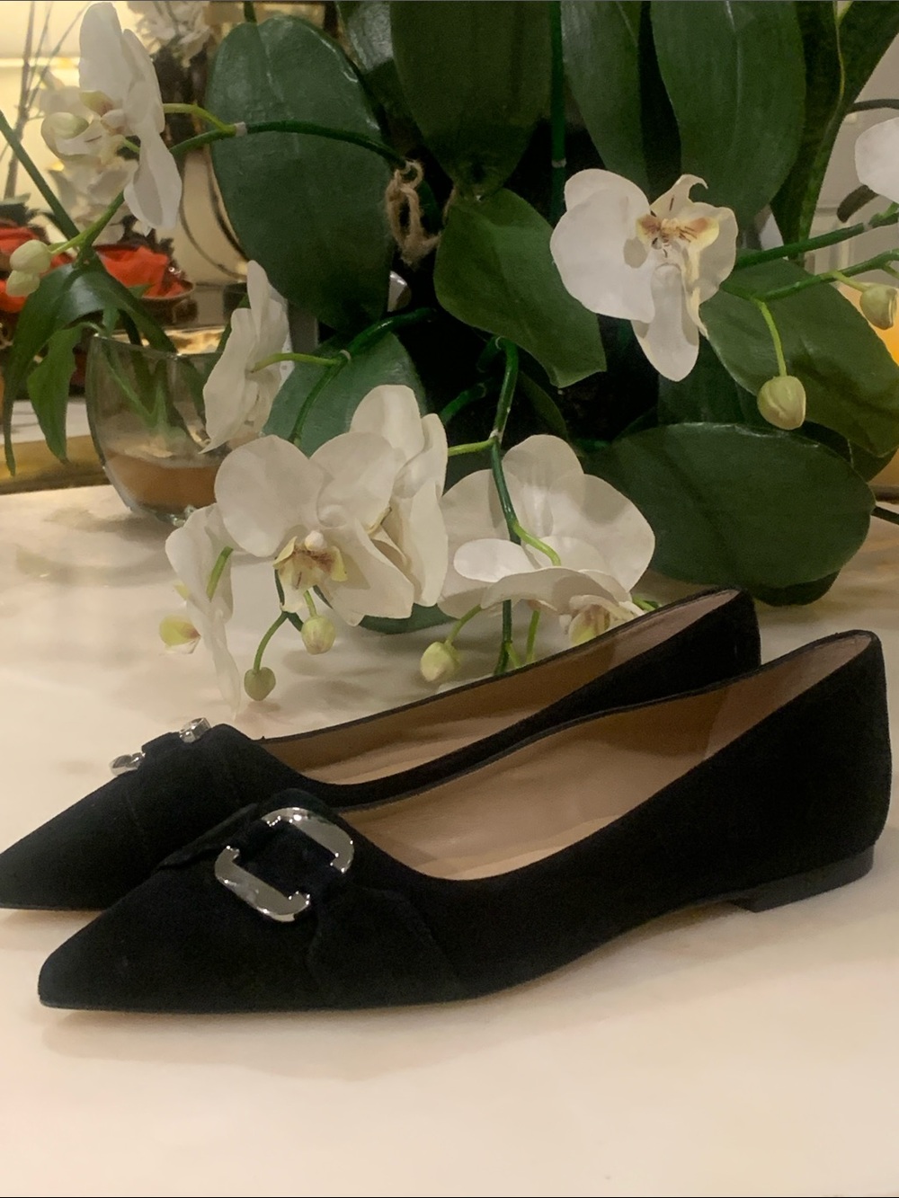 LK Bennett London Black Suede Flat Shoes Size 41/US 10